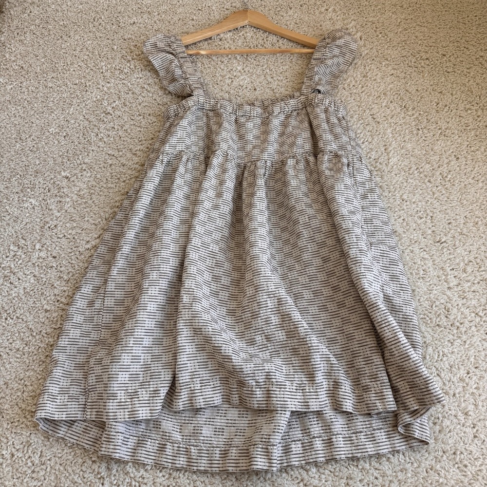 Madewell XL Linen Blend Tie Strap Tiered Midi Dress Pockets Striped Cottagecore - Picture 4 of 9